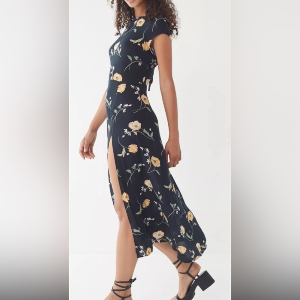 Urban Outfitters Black Poppy Midi Dress, size M